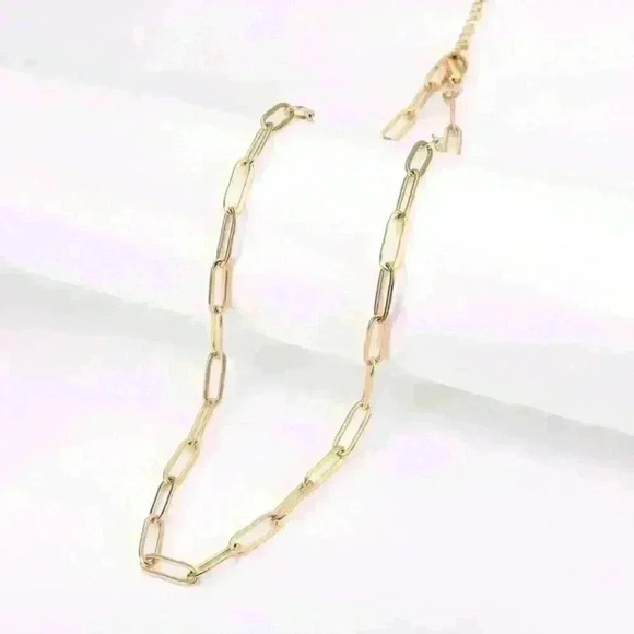 NWT 18K Gold Plated Minimalist Paper Clip Cain Link Layering Necklace - Picture 14 of 16